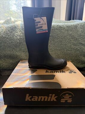 Kamik Black Tall Rubber Rain Boot